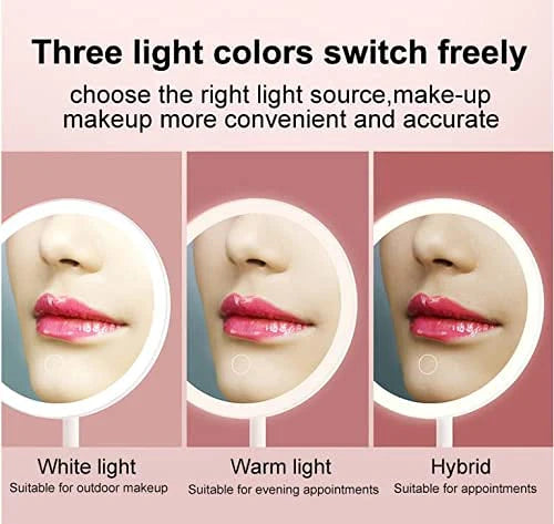 Portable Magnifying Makeup Mirror with Rechargeable LED Lights