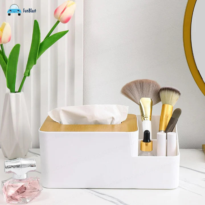 White Tissue Box – Multi-Function Plastic Napkin Holder & Organizer