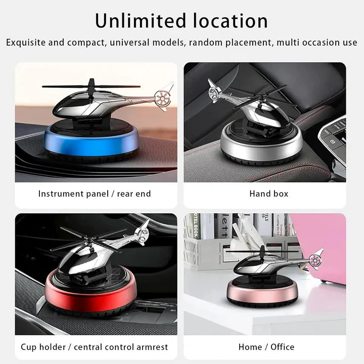 Solar Powered Helicopter Car Air Freshener Rotating Aromatherapy Diffuser for Car, Home & Office