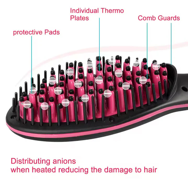 Hair Straightener Brush Ceramic