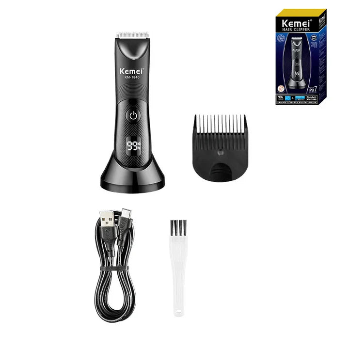 Waterproof Body Groomer With Skin Friendly Blades Kemei Hair Trimmer KM-1840