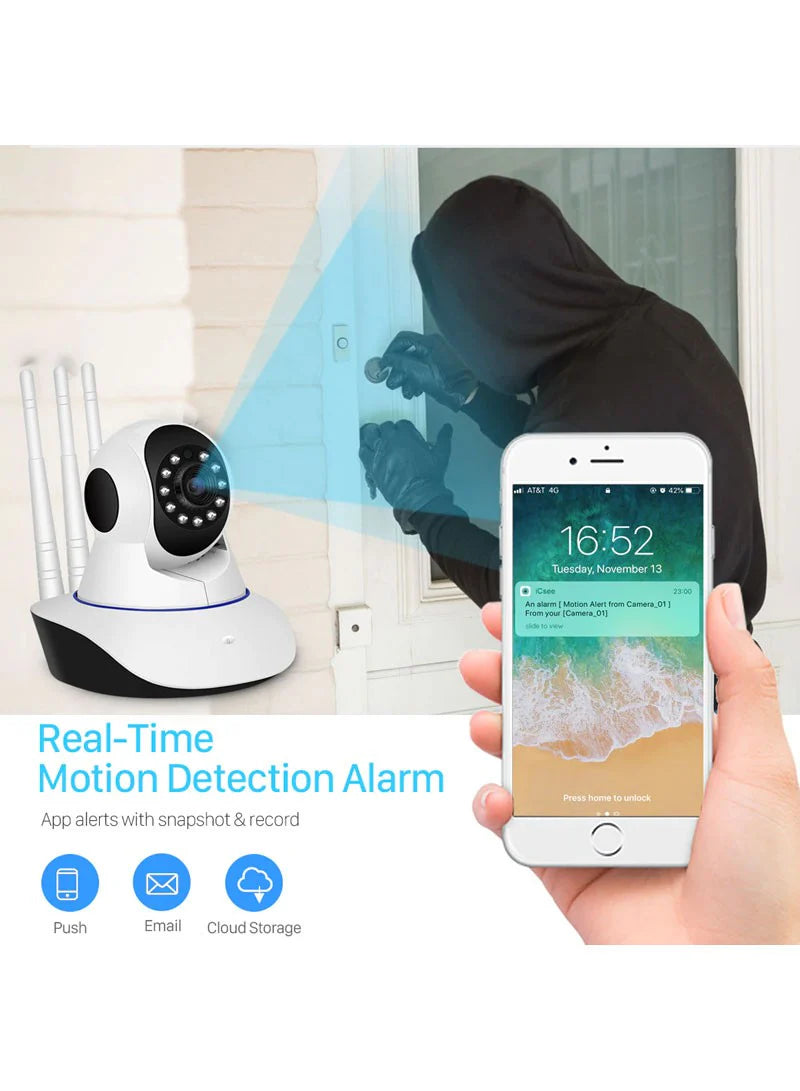 3MP 11 IR LED 3.6mm Lens HD PTZ Two Way Audio Wifi SD Card  Cloud Storage IP Indoor Remote Viewing Motion Detection Surveillance Camera R6-30G