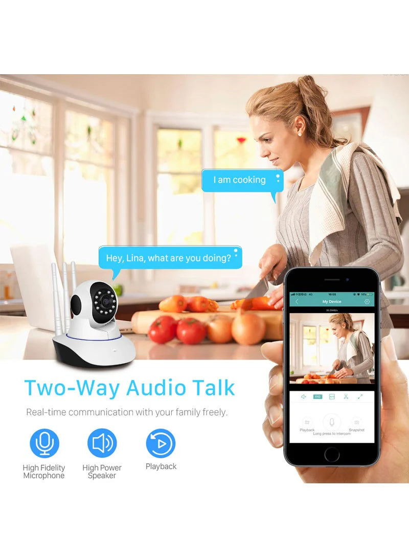 3MP 11 IR LED 3.6mm Lens HD PTZ Two Way Audio Wifi SD Card  Cloud Storage IP Indoor Remote Viewing Motion Detection Surveillance Camera R6-30G