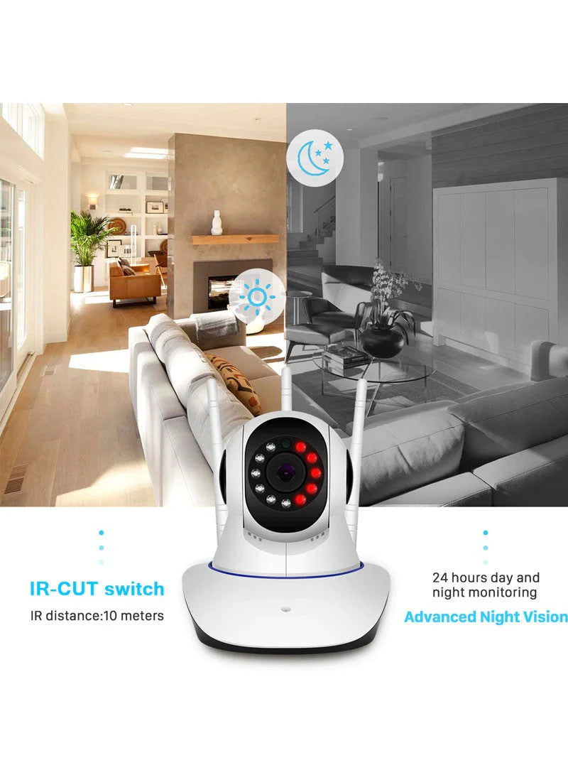 3MP 11 IR LED 3.6mm Lens HD PTZ Two Way Audio Wifi SD Card  Cloud Storage IP Indoor Remote Viewing Motion Detection Surveillance Camera R6-30G