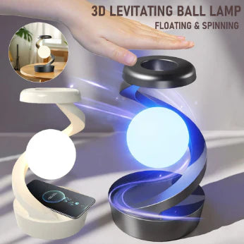 360 Floating RGB Light – Rotating Magnetic Table Lamp with Wireless Charger - Black color