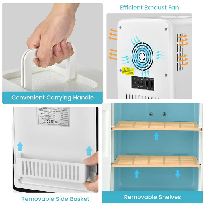 4L Mini Fridge with Dimmable LED Mirror – Portable Cooler & Warmer for Cosmetics, Food