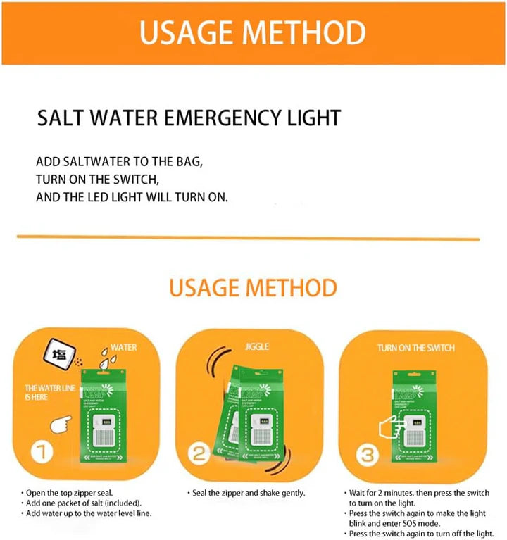 Portable Salt Water LED Lamp for Camping, Hiking & Emergencies