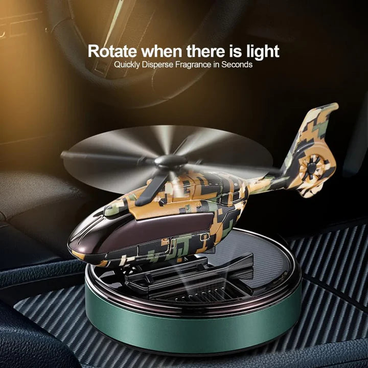 Solar Powered Helicopter Car Air Freshener Rotating Aromatherapy Diffuser for Car, Home & Office