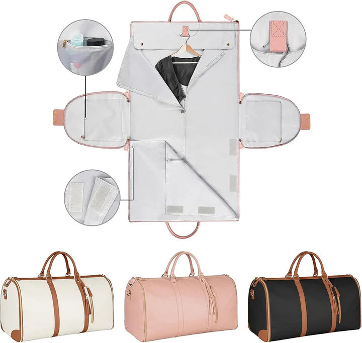 8 in 1 Travel Storage Bag, Leather Travel Duffel Bag with Shoulder Strap