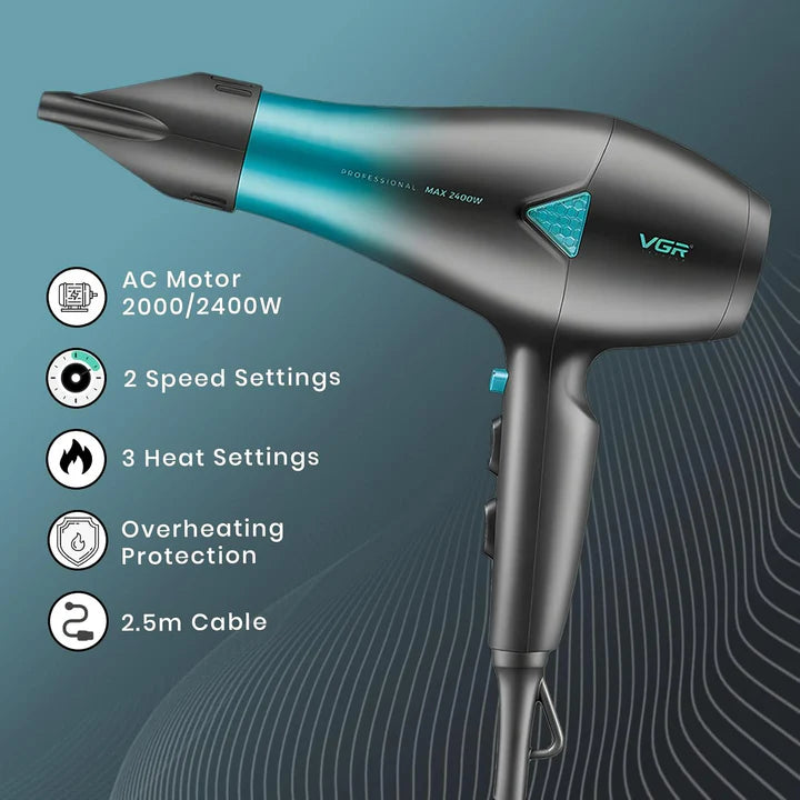 VGR V455 Professional Hair Dryer – Cool Shot, 3 Heat & 2 Speed