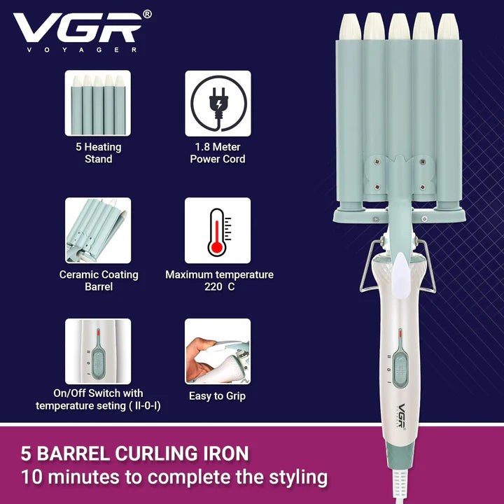 VGR V597, Professional Wavy Hair 5 Barrels Curling Iron