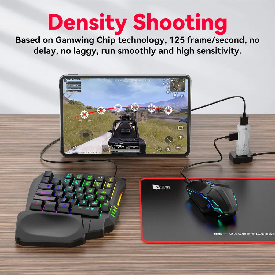 OEM 4-IN-1 Mobile Gaming Combo: Keyboard, Mouse, Converter, Stand