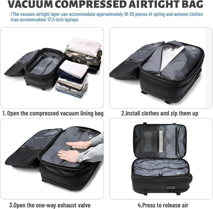 Vacuum Compression Travel Backpack with Pump – Space Saver Bag for Camping & Luggage