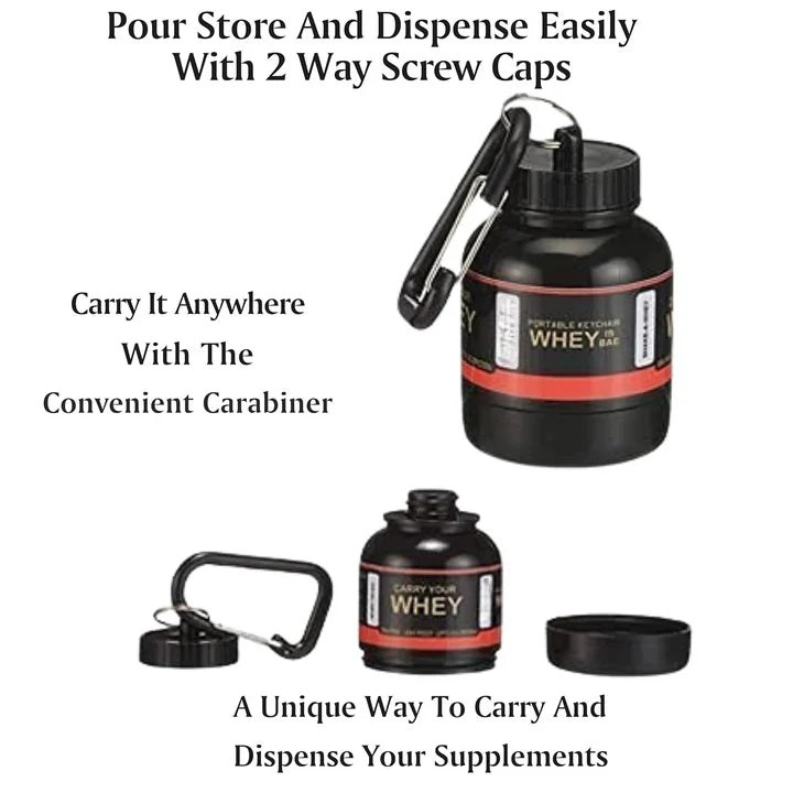 Protein Powder Container – Portable 30ml Supplement Dispenser with Keychain  Easy-to-Use for Gym, Fitness & Travel