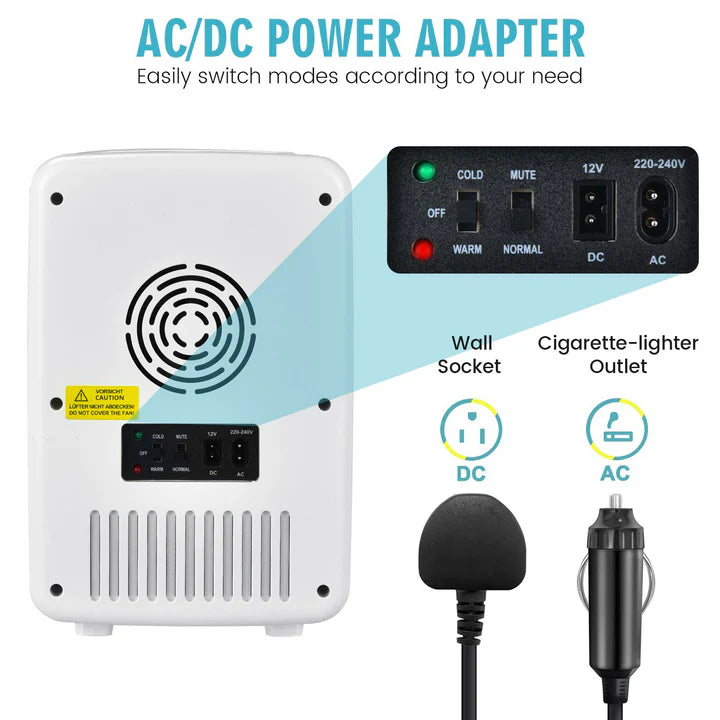 4L Mini Fridge with Dimmable LED Mirror – Portable Cooler & Warmer for Cosmetics, Food