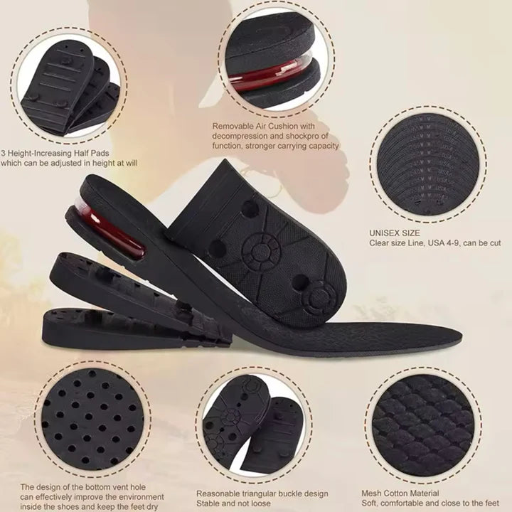 Foot Height Increase Insole With Air Cushion Adjustable Shoe
