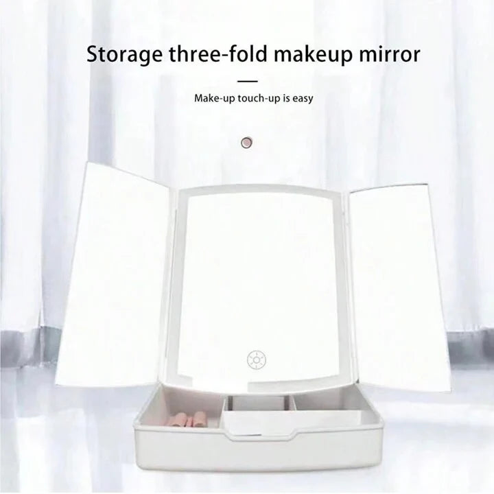 My Fold Away Vanity Mirror With Led & Makeup Storage