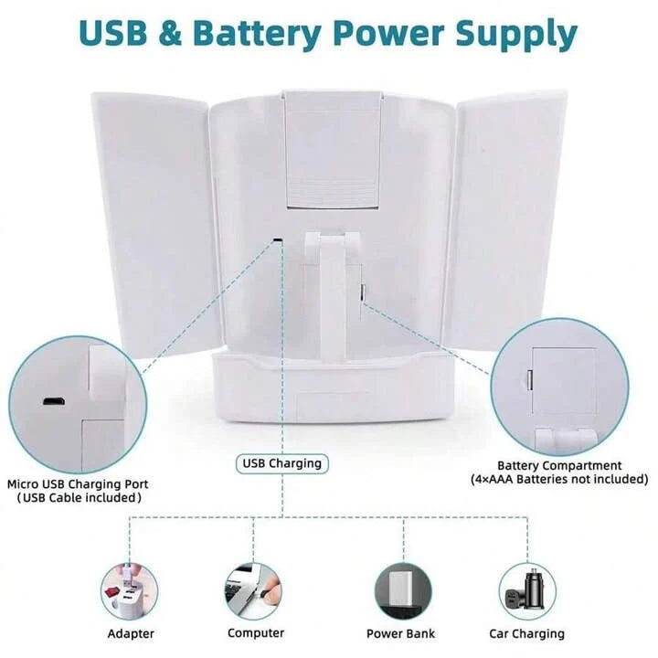 My Fold Away Vanity Mirror With Led & Makeup Storage