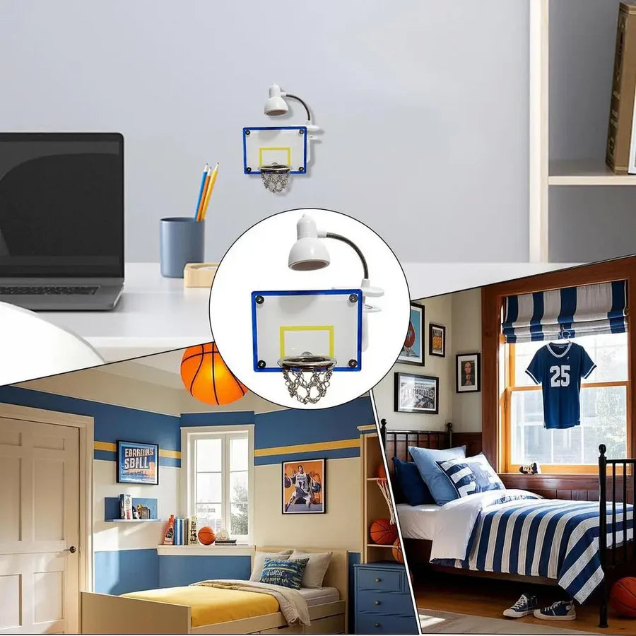 LED Nightlight Basketball Lights Lamp  Wall Decor with Balls & Hoop