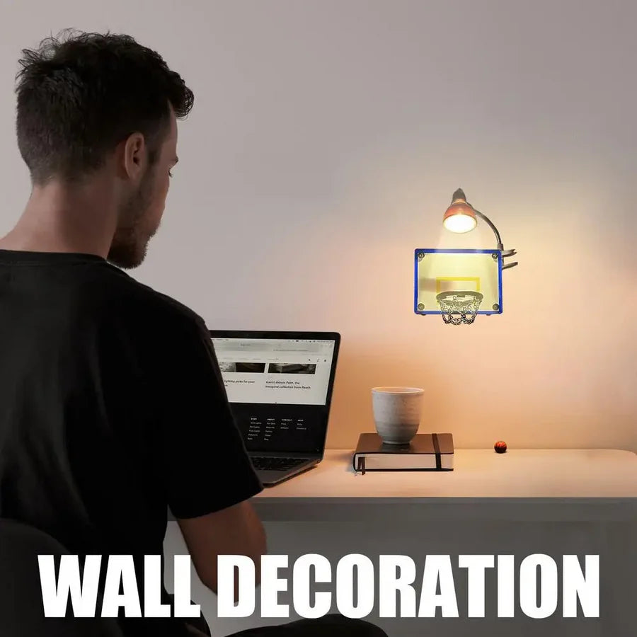 LED Nightlight Basketball Lights Lamp  Wall Decor with Balls & Hoop