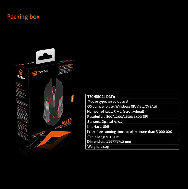 Meetion M915 Breathing LED Backlit Gaming Mouse