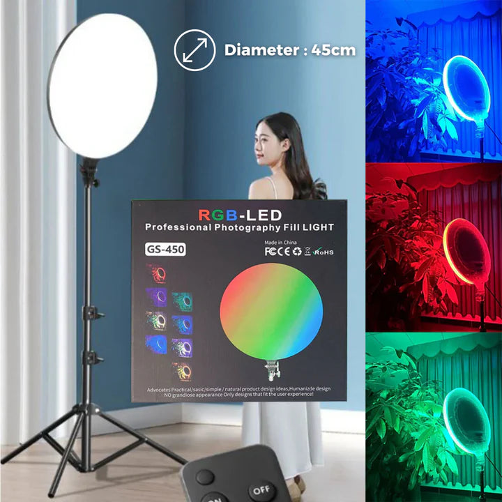 RGB LED Lamp Round Panel Lights for Photography, Home, and Office Lighting with Remote Control