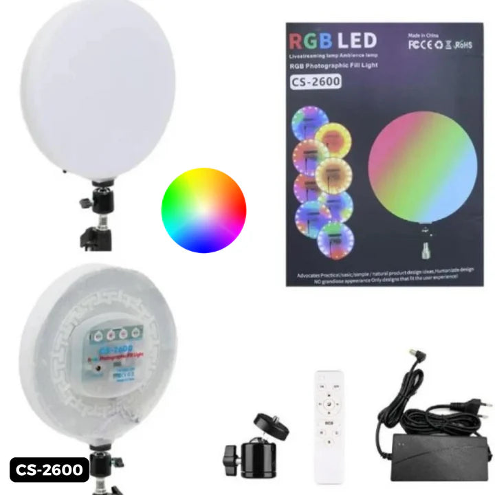 RGB LED Lamp Round Panel Lights for Photography, Home, and Office Lighting with Remote Control