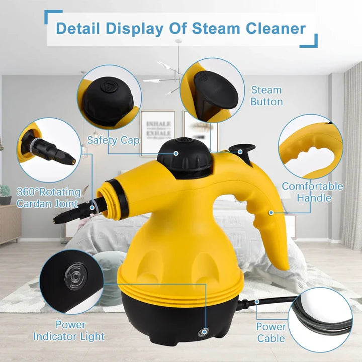 High Pressure Steam Cleaner – 1000W Handheld Steam Cleaning Machine with 9 Accessories for Kitchen, Bathroom, Furniture & Car Detailing