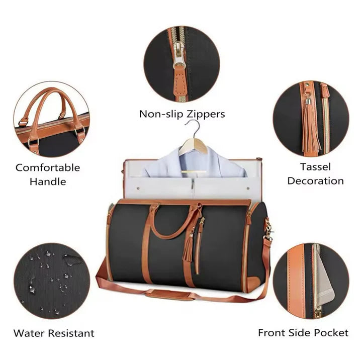 8 in 1 Travel Storage Bag, Leather Travel Duffel Bag with Shoulder Strap