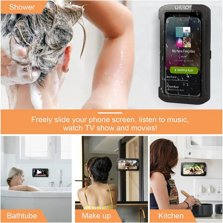 Shower Phone Holder 360° Rotation, Waterproof Wall Mount Shower Phone Case