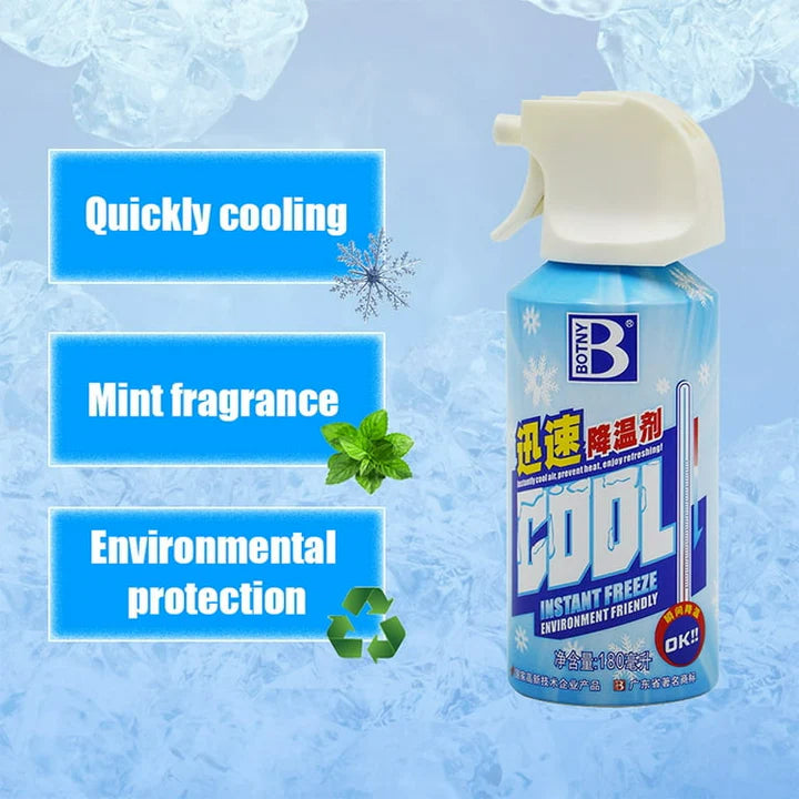 Instant Cooling Spray – 180ml Cool Ice Dry Spray, Fast-Acting Car & Body Cooling Mist, Spray for Summer Heat Relief