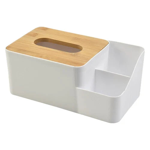 White Tissue Box – Multi-Function Plastic Napkin Holder & Organizer