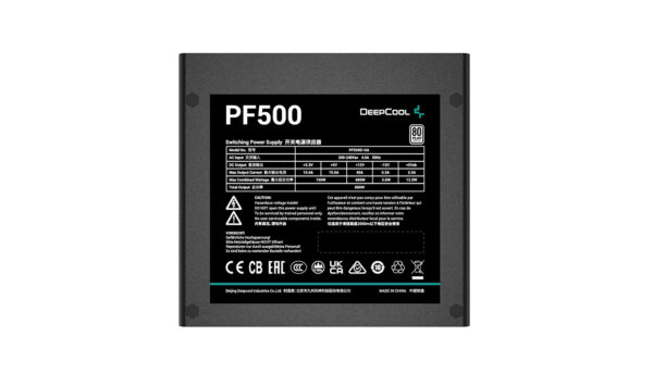 Deepcool PF500 PSU 500 Watts Power Supply Unit, 120mm Fan Size, Active PFC + Double Tube Forward, Hypro Bearing, 80 Plus Standard, 100-500ms Good Signal | R-PF500D-HA0B - Image 3