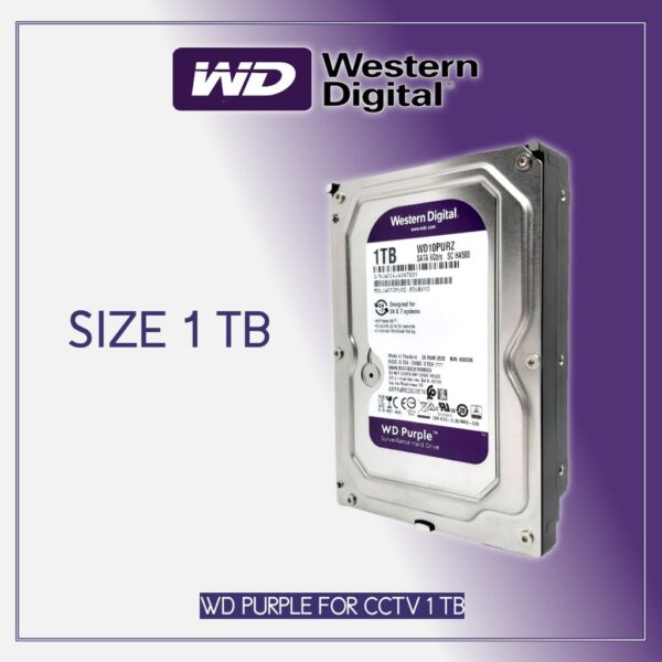 Western Digital 1TB  - WD Purple Surveillance Internal Hard Drive HDD - 5400 Rotational Speed  SATA 6 Gb/s, 64 MB Cache, 3.5" - WD10PURZ