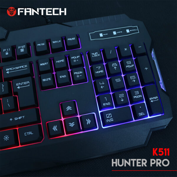 FANTECH K511 Hunter Pro Gaming Keyboard - one mode RGB Rainbow BACKLIT  - 12 keys Media Keys - 19 Keys Anti-Ghosting - SUPPORTS Windows Vista, Win7/8/10, Mac OS X 10.5 or later, Linux, Chrome OS - Image 2