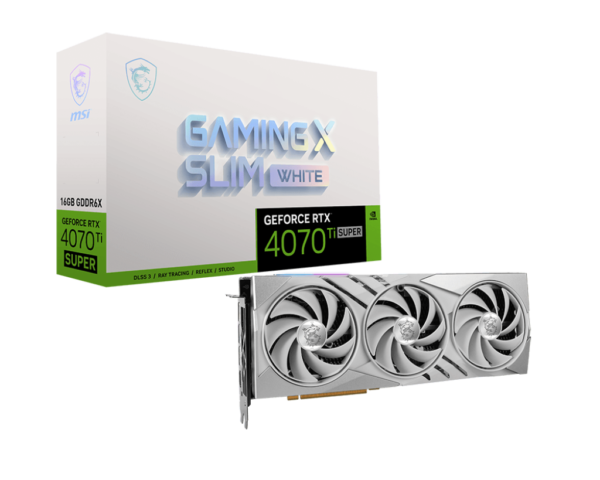 MSI GeForce RTX™ 4070 Ti SUPER 16G GDDR6X GAMING X SLIM WHITE ,WITH DLSS 3 , DisplayPort x 3 (v1.4a) , HDMI™ x 1 , TRI FROZR 3 Thermal Design / 912-V513-626