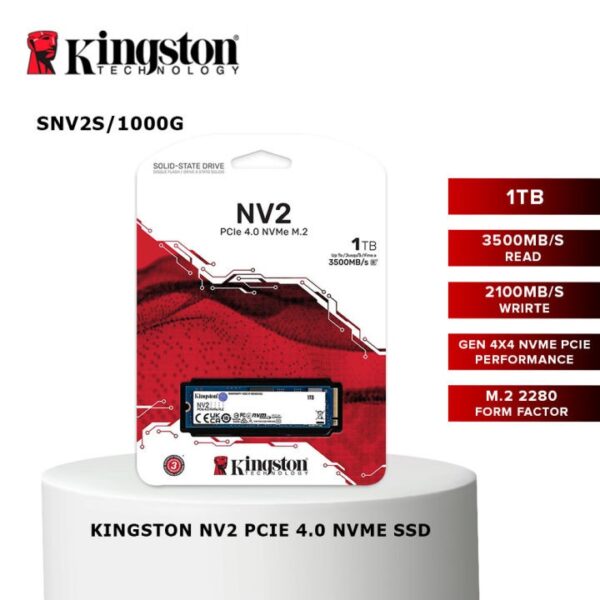 Kingston NV2 1TB M.2 2280 NVMe Internal SSD | PCIe 4.0 Gen 4x4 | Up to 3500 MB/s | SNV2S/1000G