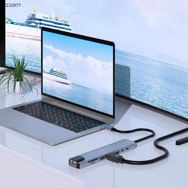 CONVERTER 8 IN 1 TYPE-C TO HDMI - SD - TF - USB3.0 - TYPEC - PD - LAN / 4K Adapter with RJ45 Ethernet SD/TF Card Reader PD Thunderbolt 3  - Image 2