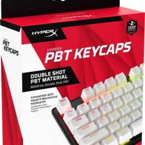 HyperX PBT Keycaps – Full Key Set, Double Shot PBT Material, English (UK) Layout, 104 Keys – White