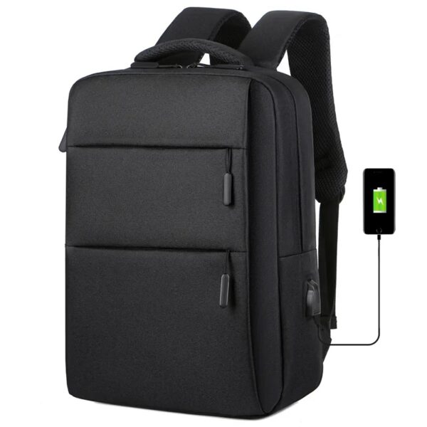 Laptop Backpack - for Tablets & Laptops up to 15.6" - Waterproof - Electronics Protection  - Scratchproof - Travel Friendly - Organized Compartments - USB Charge Port - Slim Casual Business Design - Heavy Duty - 42 x 12 x 30 cm - Black  - Image 3