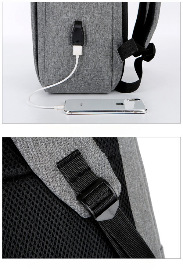 Laptop Backpack - for Tablets & Laptops up to 15.6" - Waterproof - Electronics Protection  - Scratchproof - Travel Friendly - Organized Compartments - USB Charge Port - Slim Casual Business Design - Heavy Duty - 42 x 12 x 30 cm - GREY - Image 10