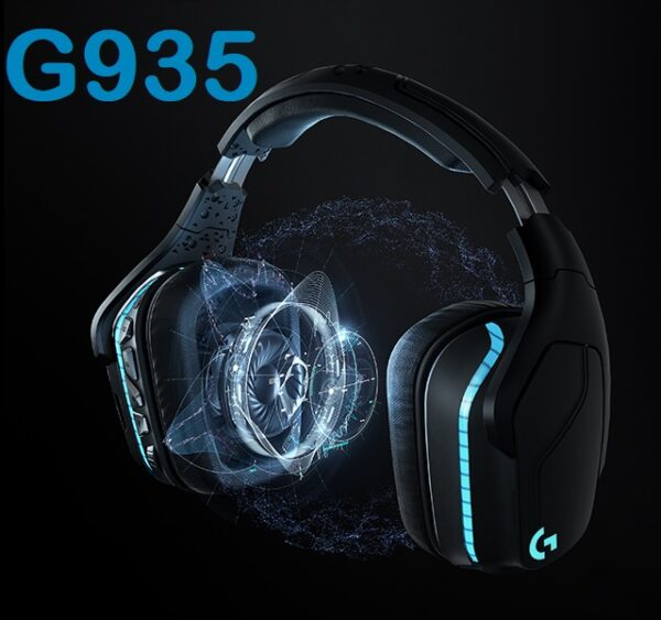 Logitech G935 Wireless RGB LIGHTSYNC Gaming Headset with Microphone, 3.5mm Audio Jack, Memory Foam Earpads, Lightweight, Compatible with PC, PlayStation, Xbox, Nintendo Switch – Black - OPEN BOX