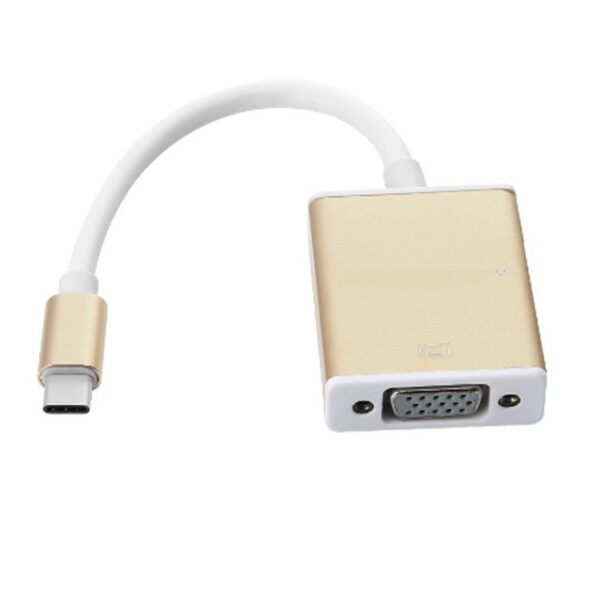 Type C USB-C to Female VGA Adapter Converter Cable , Supports HD , Plug and play - GOLD - Image 4