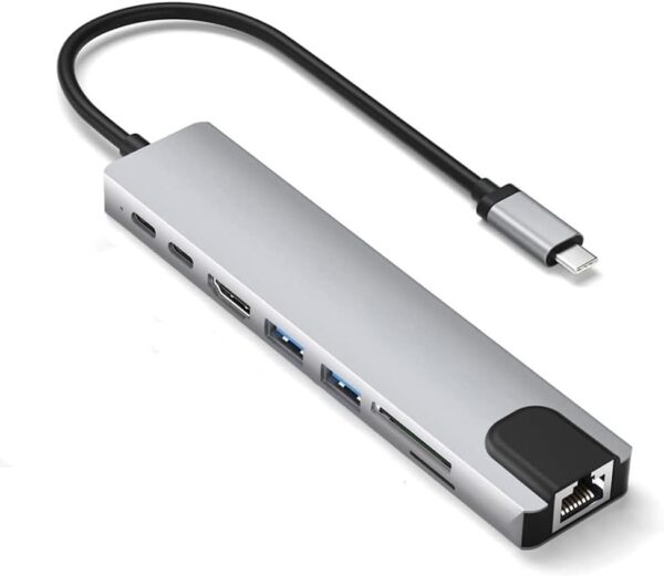 CONVERTER 8 IN 1 TYPE-C TO HDMI - SD - TF - USB3.0 - TYPEC - PD - LAN / 4K Adapter with RJ45 Ethernet SD/TF Card Reader PD Thunderbolt 3  - Image 7