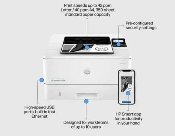 HP LaserJet Pro 4003n Printer BLACK | 2Z611A - Image 4