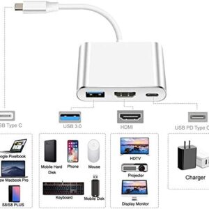 USB C to HDMI Multiport Adapter,3-in-1 Type-C Hub with Thunderbolt 3 to HDMI 4K Output/USB 3.0 Port/PD Quick Charging Port, Android Digital AV Adapter for MacBook Pro, MacBook Air, Projector, Monitor , BYL-2005