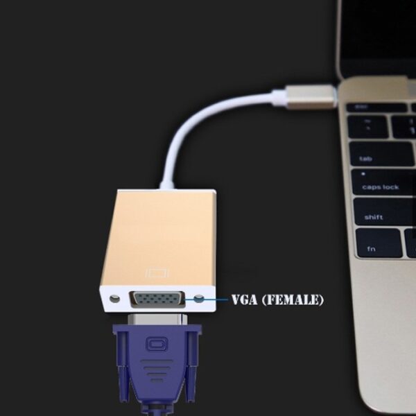 Type C USB-C to Female VGA Adapter Converter Cable , Supports HD , Plug and play - GOLD - Image 3