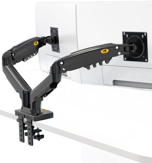 Dual Monitor Desk Mount Stand Gas Spring 360 Degree Full Rotation ; Computer Monitor Arm for Two Screens 17" - 27" Inch with 2~9 Kg Load Capacity for Each Display ;  F160 - Image 14