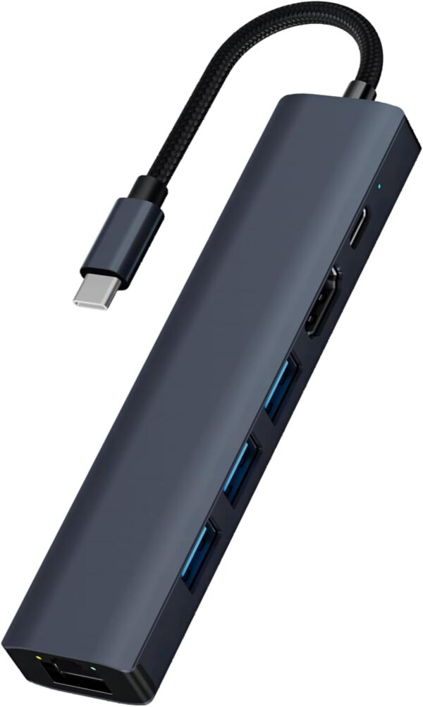 USB C HUB, 6-in-1 USB C Adapter Docking Station with 4K 30HZ 1080P HDMI,100W PD,USB3.0 * 3,RJ45 Ethernet,Compatible with MacBook Pro/Air, Other Type C Laptops Devices. - Image 8