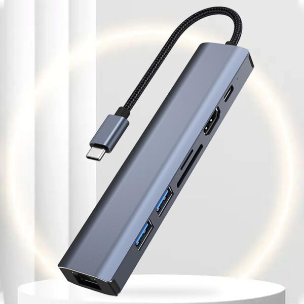 7 in 1 Docking Station, USB C Hub with 3 USB 3.0 Port, 4K HDMI, 1Gbps RJ45 Ethernet, SD/TF Card Reader & 100W PD - Plug and Play, USB Adapter Ethernet for MacBook Pro/Air, Etc - Image 4